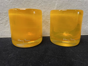 Henry Dean Heavy Blown Glass Votive Holders (PAIR)