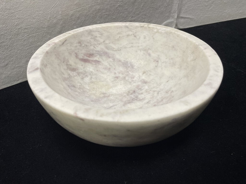 White Gray Marble Bowl 8"