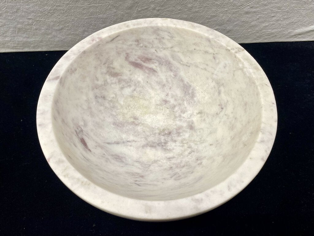 White Gray Marble Bowl 8"