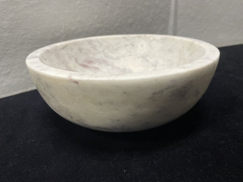 White Gray Marble Bowl 8"