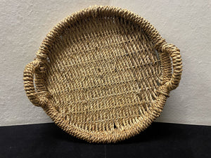 Round 2 Handled Woven Jute Low Rim Serving Tray