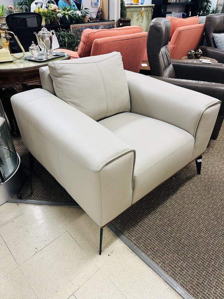 Grey Leather Accent Chair