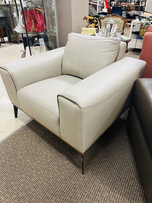 Grey Leather Accent Chair