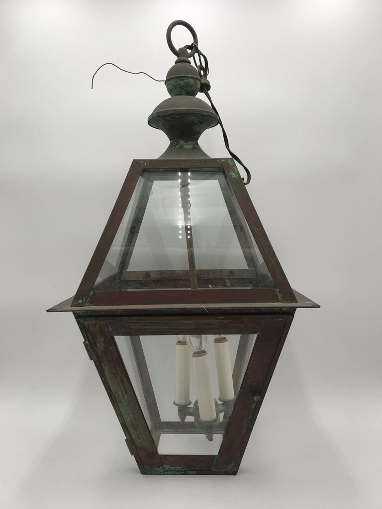 Four Sided Hanging Copper Lantern