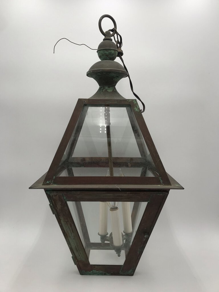 Four Sided Hanging Copper Lantern