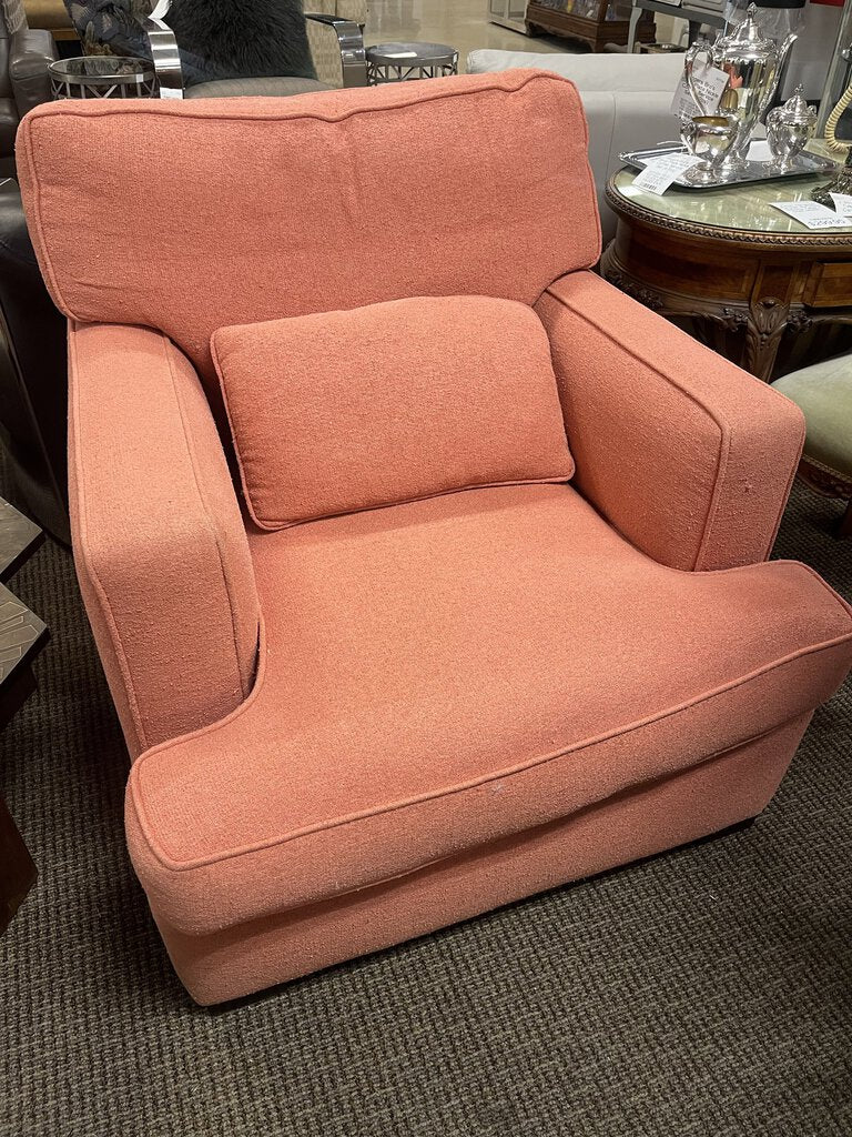 Coral Boucle Upholstered Club Chair With Pillow