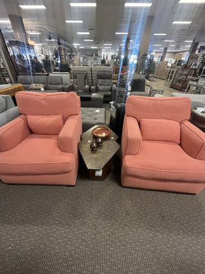 Coral Boucle Upholstered Club Chair With Pillow