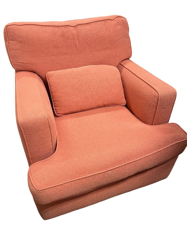 Coral Boucle Upholstered Club Chair With Pillow