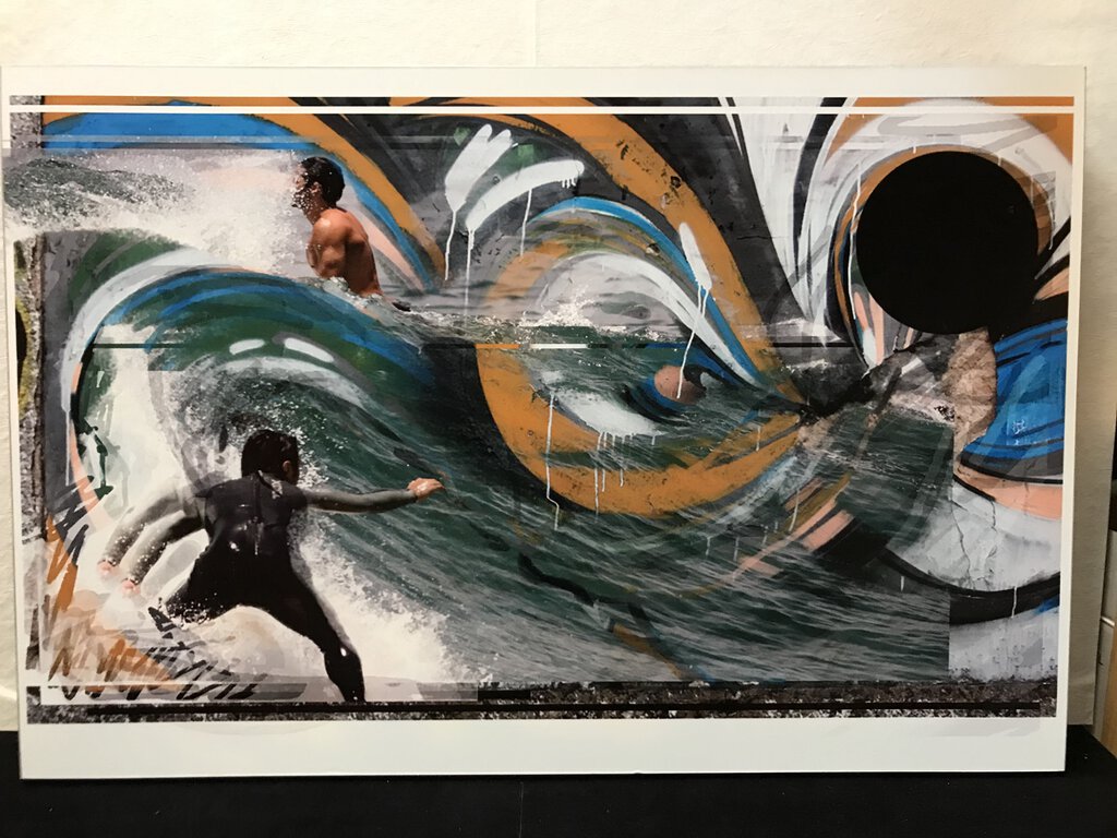 Travis Hutchison Photographic Surf Collage Metal Print - Two Riders 24x36