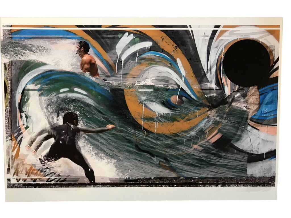 Travis Hutchison Photographic Surf Collage Metal Print - Two Riders 24x36 by Miss Daisy's Consignment & Auction House