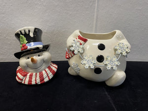 Fitz and Floyd Snow Days Snowman Cookie Jar