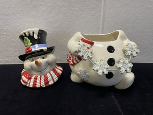 Fitz and Floyd Snow Days Snowman Cookie Jar