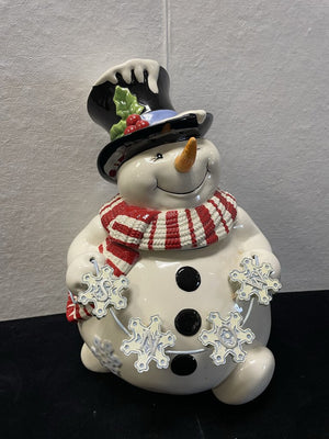 Fitz and Floyd Snow Days Snowman Cookie Jar