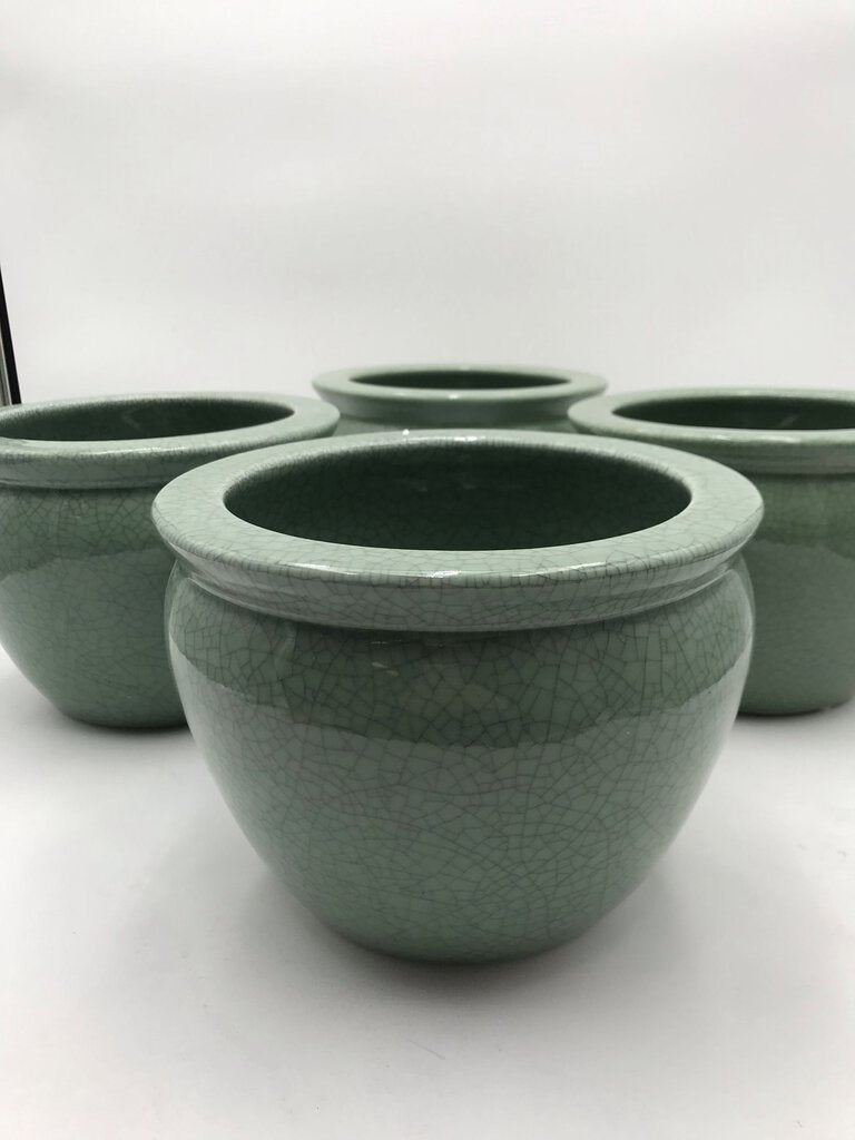 Norcal Pottery Green Crackle Fishbowl Planter 8.5 Diam.