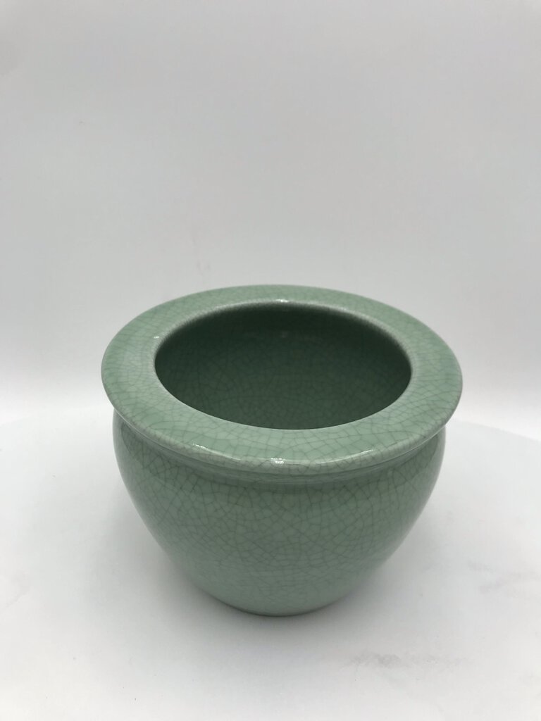 Norcal Pottery Green Crackle Fishbowl Planter 6.5 Diam.