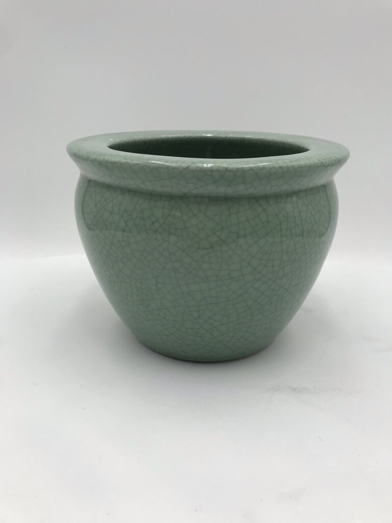 Norcal Pottery Green Crackle Fishbowl Planter 6.5 Diam.