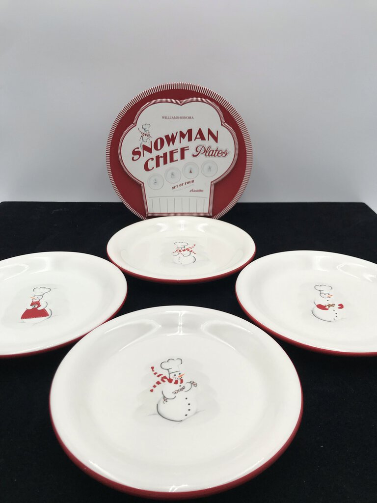 Williams Sonoma Snowman Chef Plate/Mug Set (8)