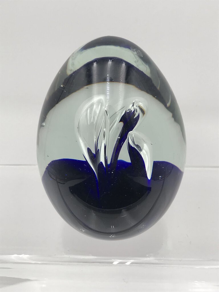 Caithness Glass Large Paperweight Blue Swirl
