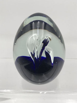 Caithness Glass Large Paperweight Blue Swirl