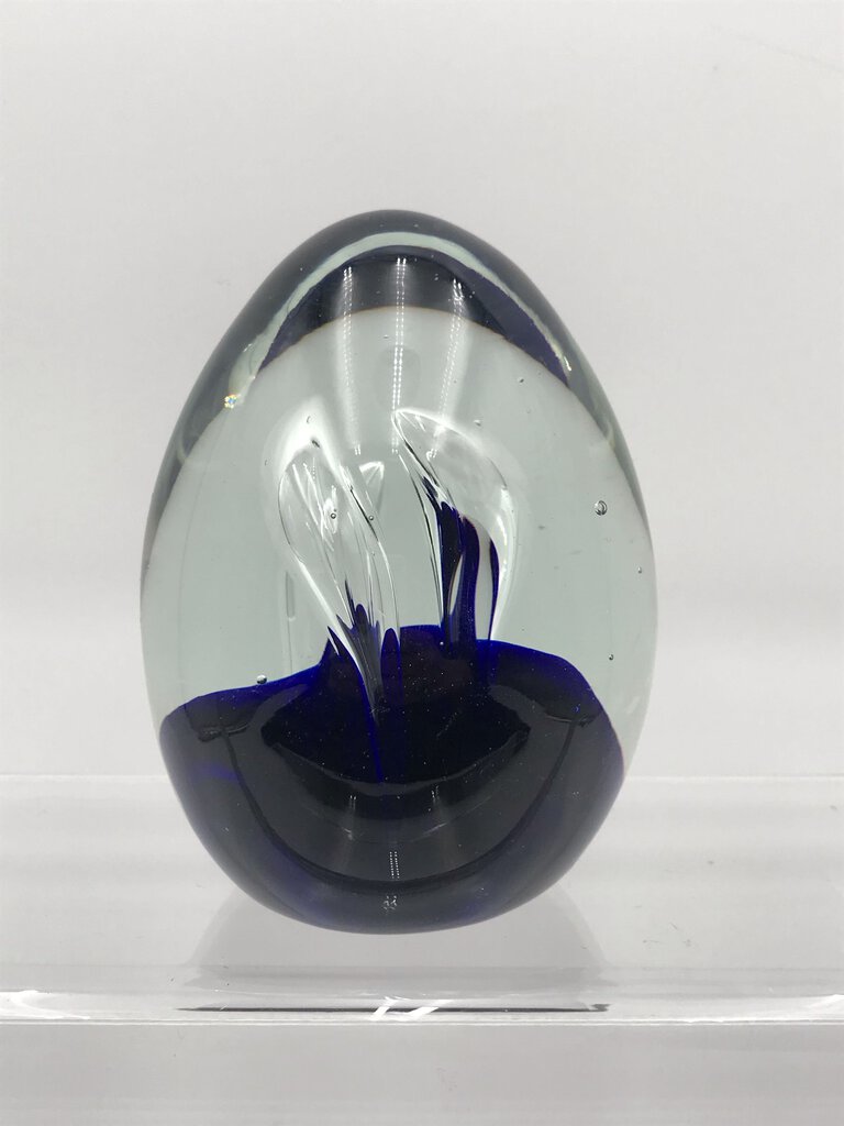 Caithness Glass Large Paperweight Blue Swirl