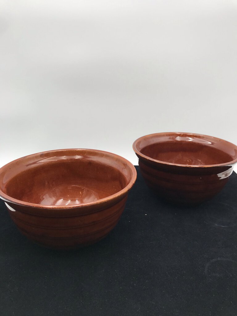 Vintage Harcrest Brown Stoneware Bowl Pair