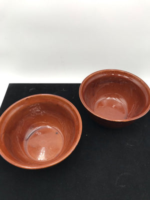 Vintage Harcrest Brown Stoneware Bowl Pair