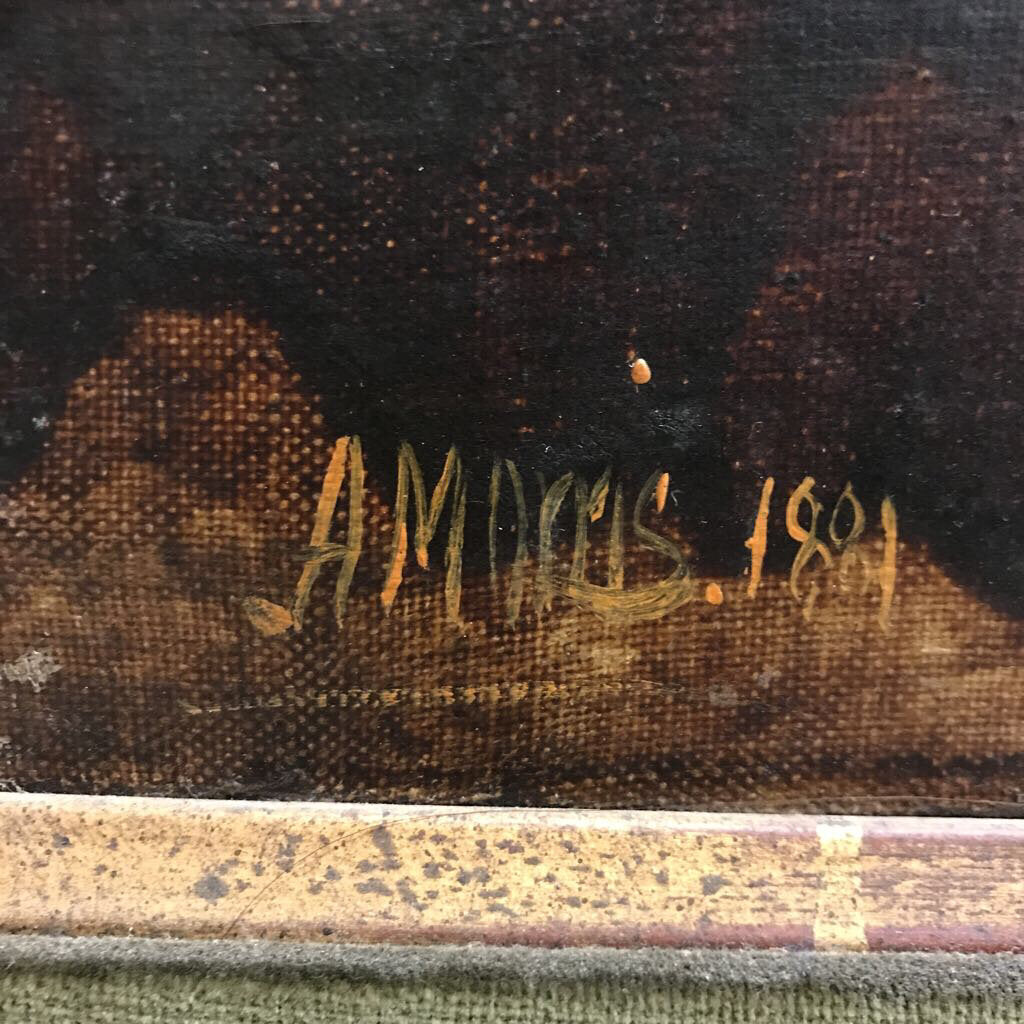 Alfred Morris Sheep Grazing On Hillside Oil On Canvas 41x61
