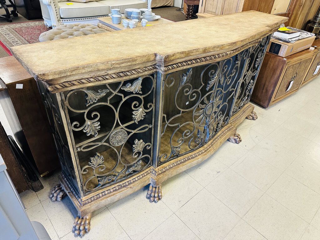 French Buffet With Iron Gate Doors 19x76x39