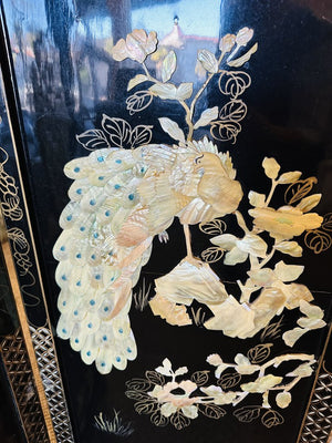 Chinese Mother Of Pearl 4 Panel Folding Screen