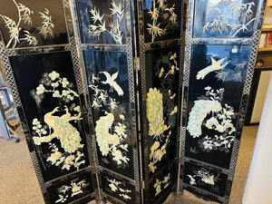 Chinese Mother Of Pearl 4 Panel Folding Screen