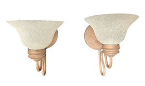 Vintage Style Patina Brass and Frosted Shades (PAIR) by Miss Daisy's Consignment & Auction House