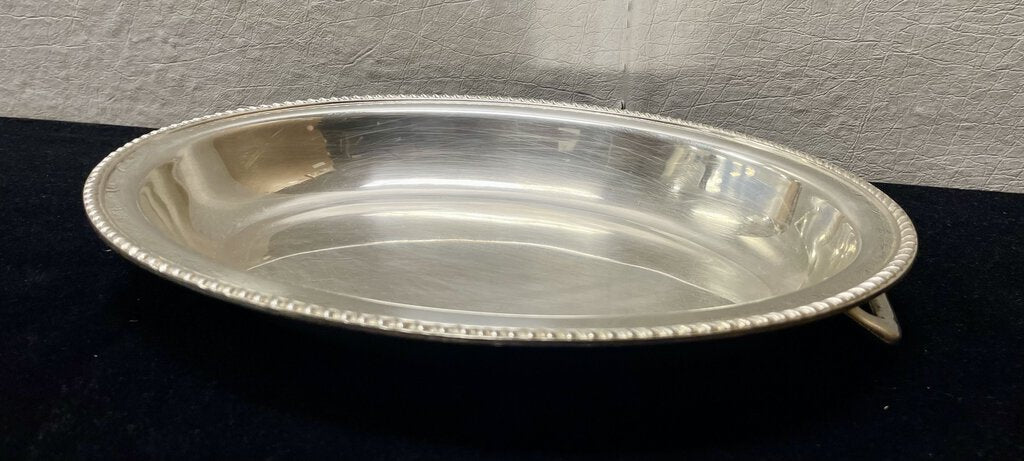 Vintage Silver Plate Handled Oval Serving Dish