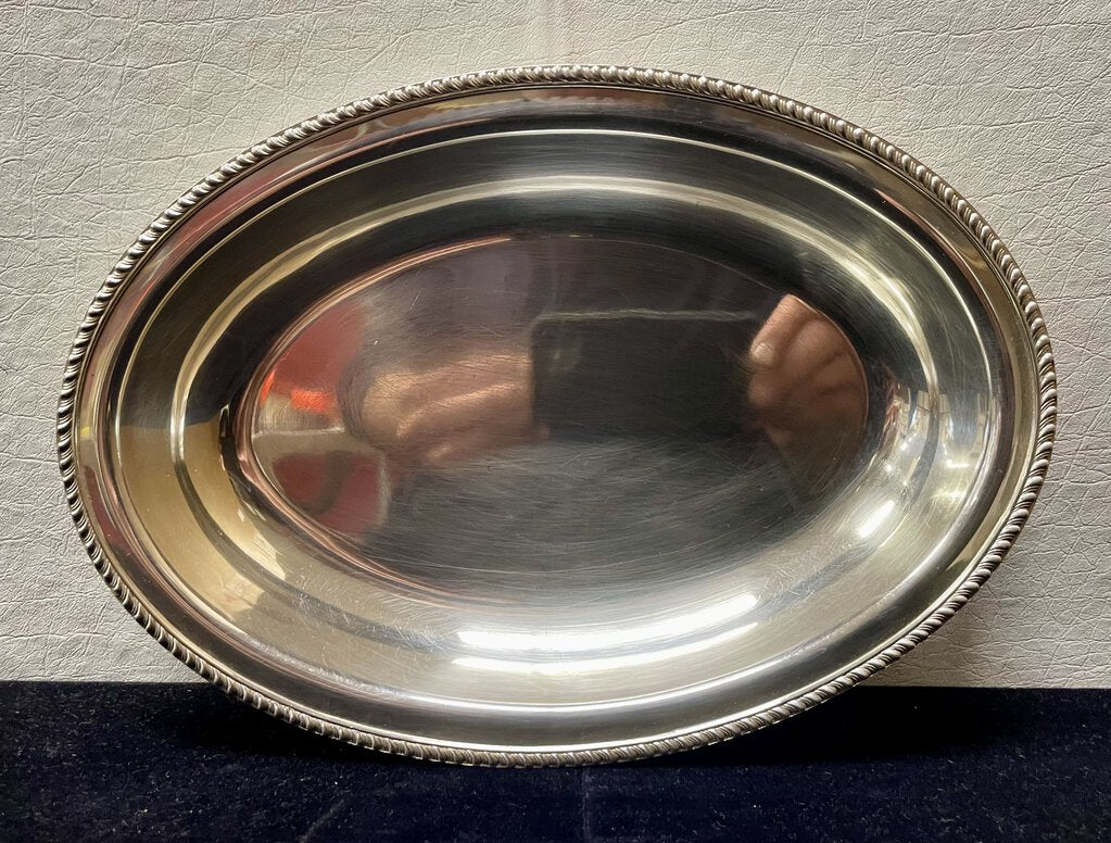 Vintage Silver Plate Handled Oval Serving Dish