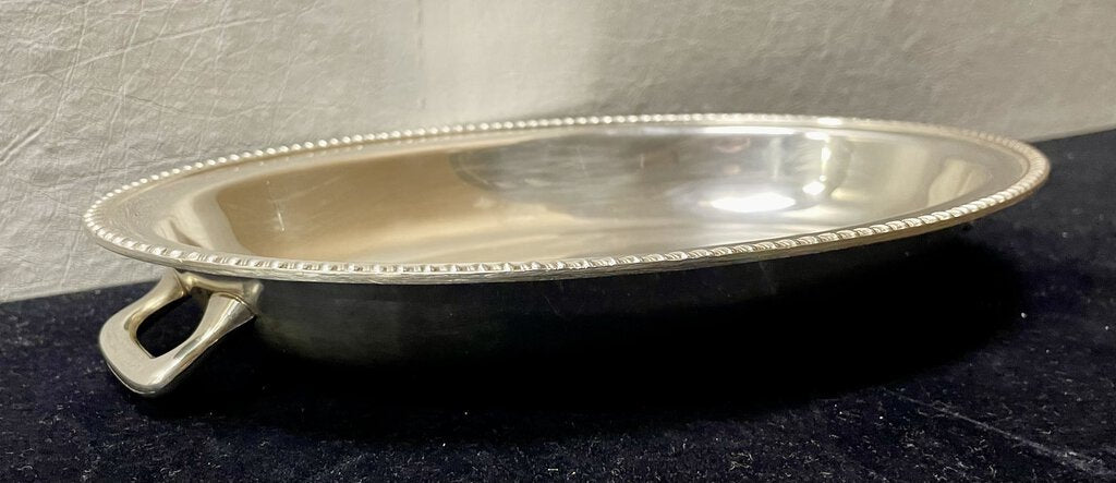 Vintage Silver Plate Handled Oval Serving Dish