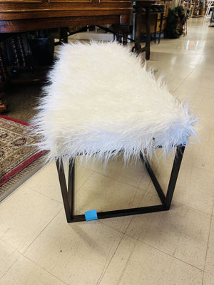 Hollywood Regency White Alpaca Fur Bench MSRP $1180