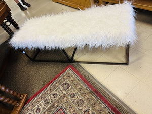 Hollywood Regency White Alpaca Fur Bench MSRP $1180