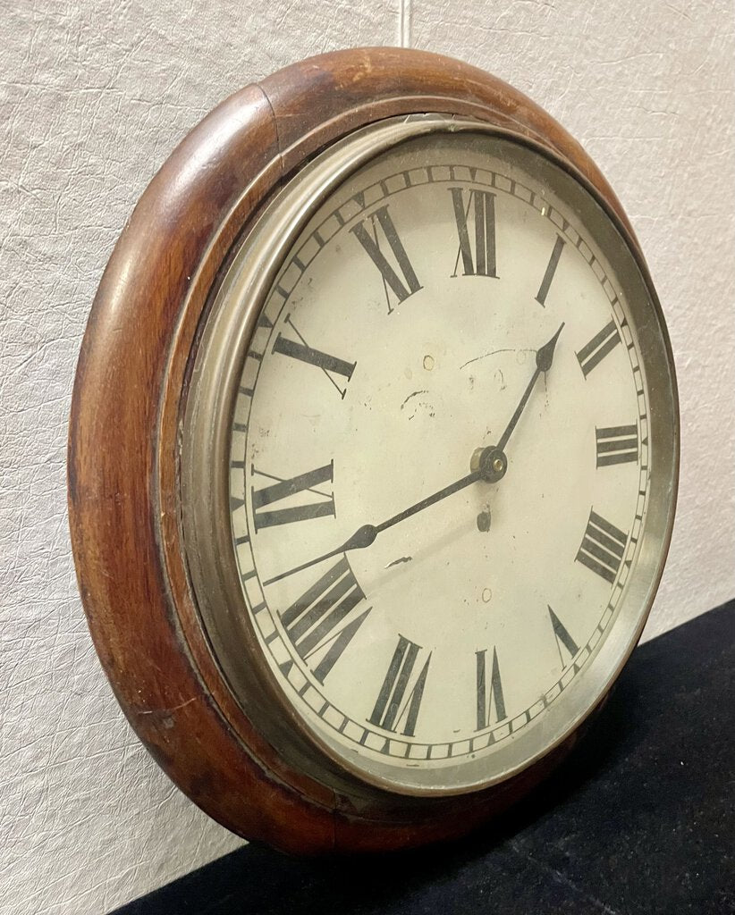 Antique Mahogany Brass Wall Clock ( Batt op. Movement)