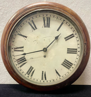 Antique Mahogany Brass Wall Clock ( Batt op. Movement)