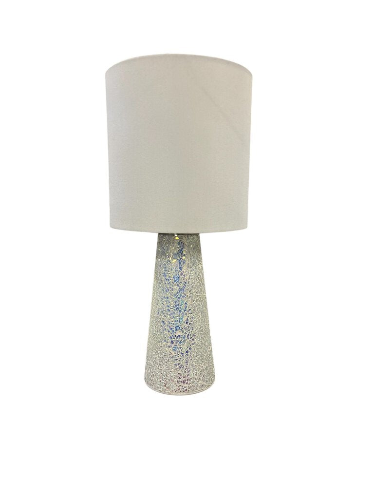 White Cracked Mirror Mosaic Base Table Lamp