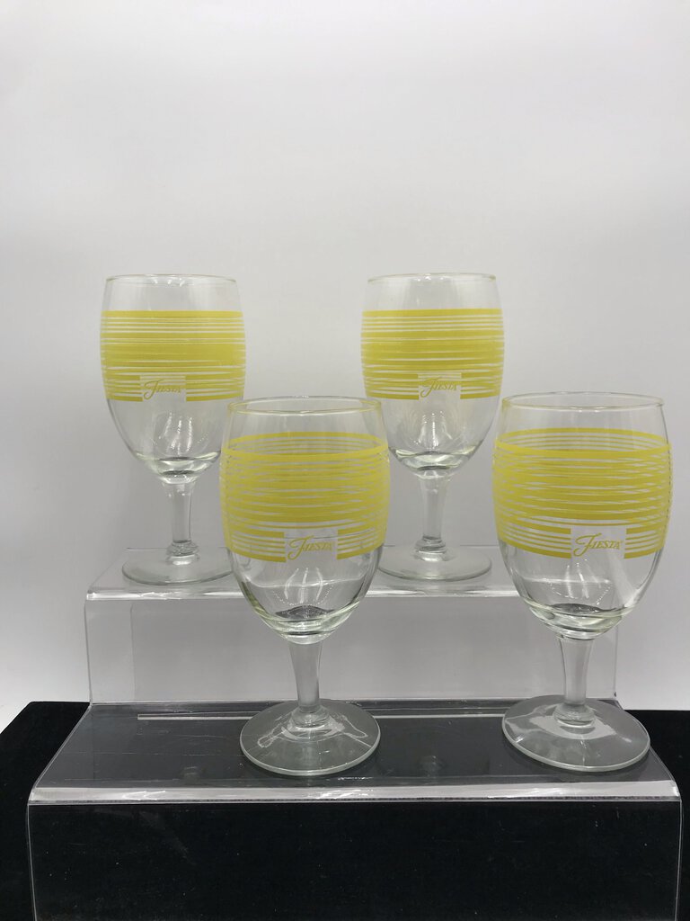 Fiestaware Chartreuse 7" Striped Glass Goblet Set (4)