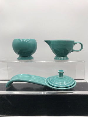 Fiestaware Turquoise Cream/Sugar/Spoon Rest Set