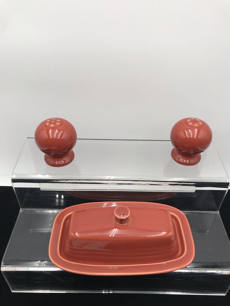 Fiestaware Paprika - Salt/Pepper/Butter Tray Set