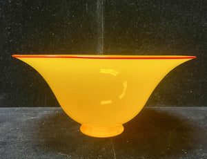 Erik Eiserling Orange Red Rim Blown Glass Footed Bowl Signed