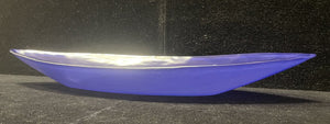 Annie Glass Blue Canoe Blown Glass Serving Dish Signed 1995