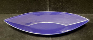 Annie Glass Blue Canoe Blown Glass Serving Dish Signed 1995