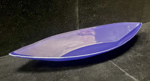 Annie Glass Blue Canoe Blown Glass Serving Dish Signed 1995