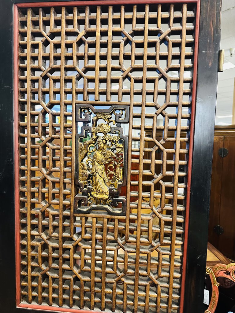 Chinese Lacquered Carved Ming 6 Panel Screen (90x22 ea.)