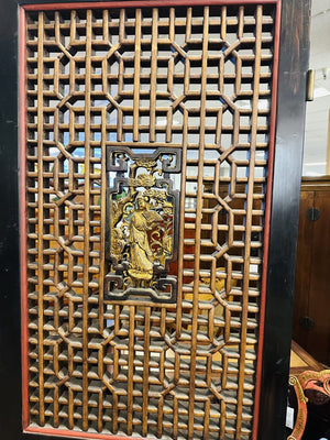 Chinese Lacquered Carved Ming 6 Panel Screen (90x22 ea.)