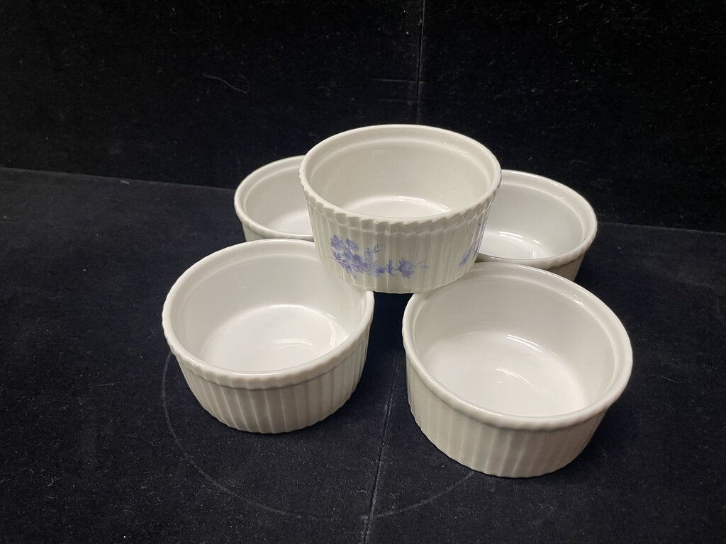 Apilco France White Porcelain Ramekins Set of 5