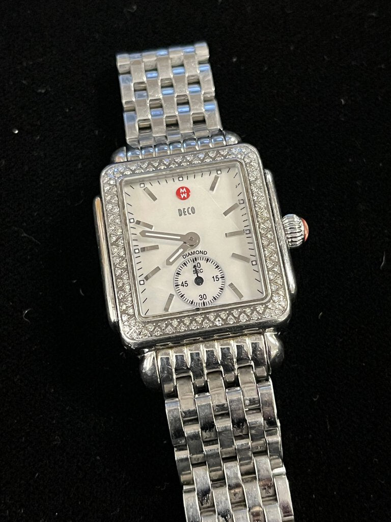 MICHELE Deco Diamond Stainless Steel MOP Watch